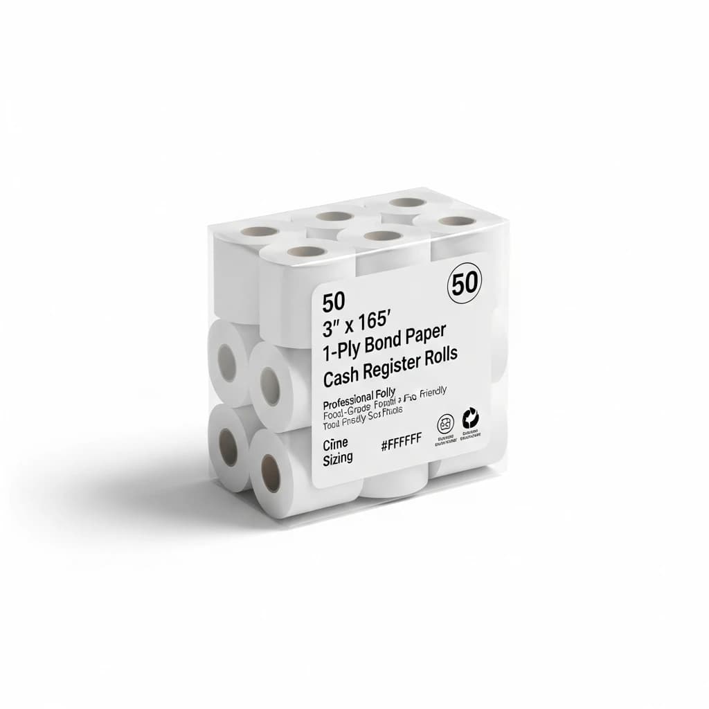 3" x 165' 1-Ply Bond Paper Cash Register Rolls | Pack of 50