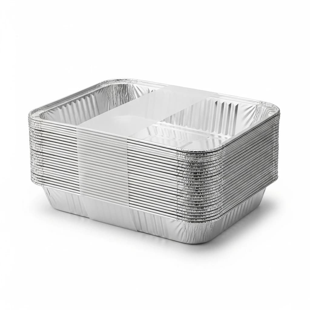 Half-Size Medium Heavy-Duty Aluminum Foil Trays - Pack of 100