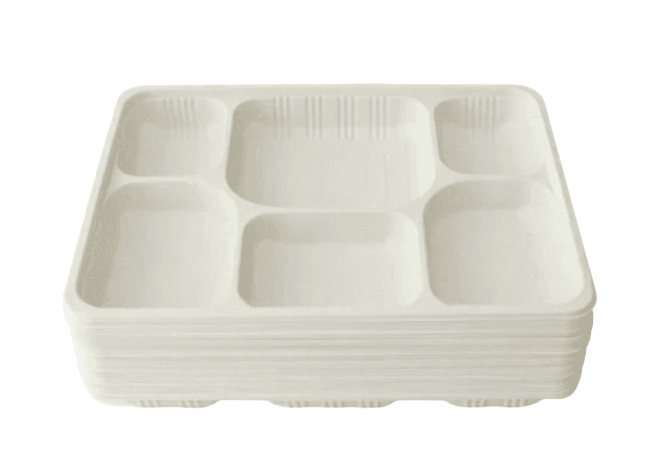 6-Compartment Cornstarch Eco-Friendly Party Trays | 320 Pack