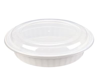 48oz Round Recyclable Plastic Containers with Lids | Case of 150 Sets