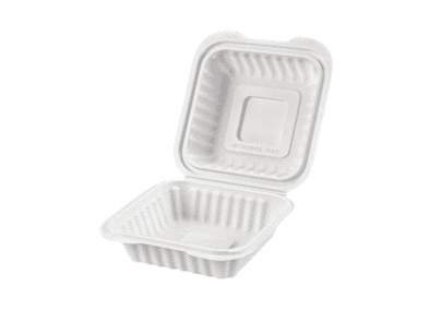 EP-61 | 6x6" White Plastic PP Hinged Clamshell Container | Pack of 250