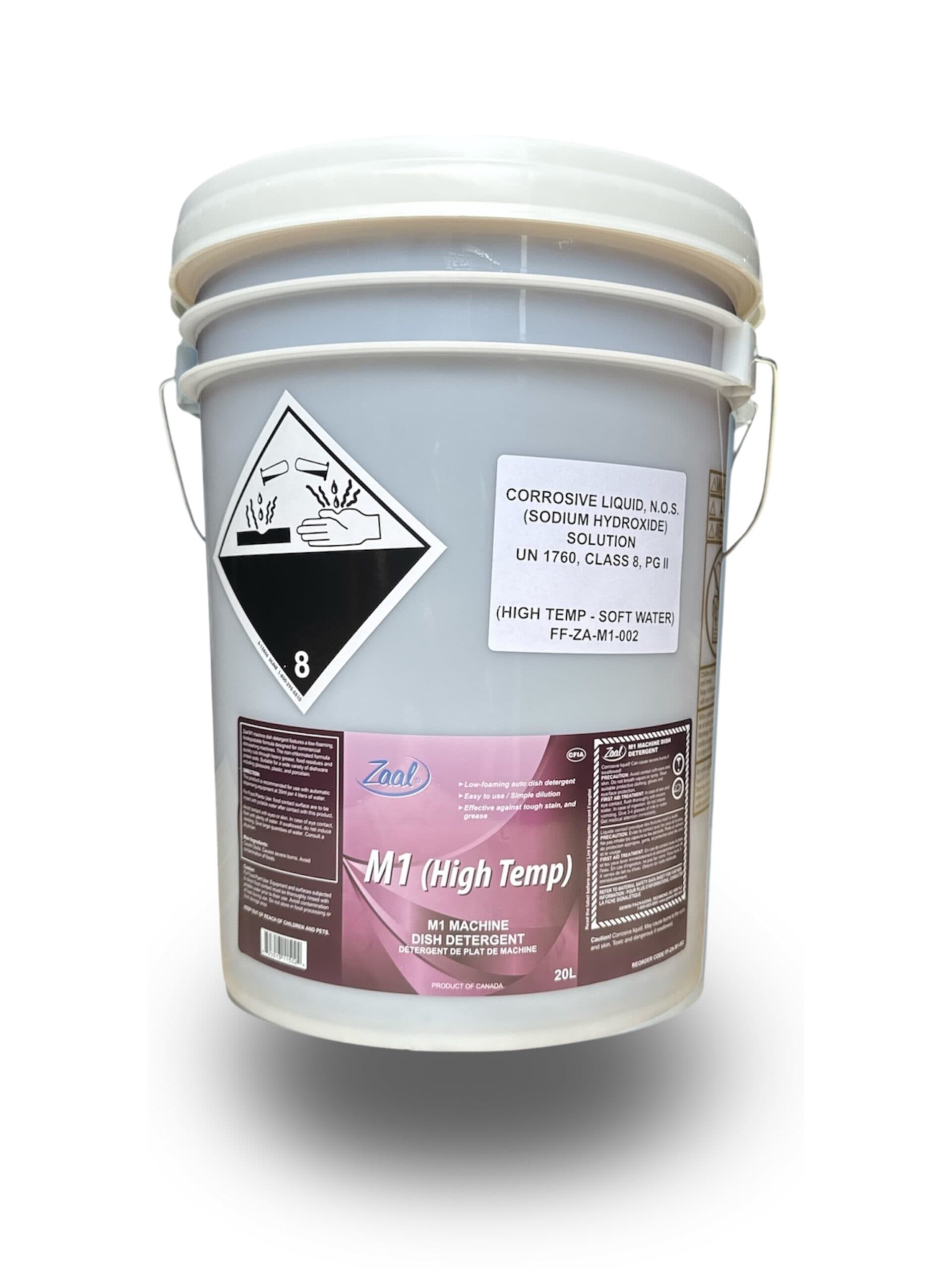 Zaal High-Temperature Liquid Dish Detergent for Commercial Dishwashers | 20L Pail