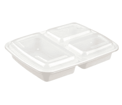39oz 3-Compartment PP Food Containers with Lids (JF-339) | 150 Sets
