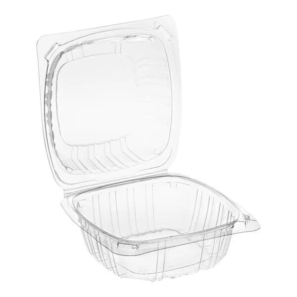 6" x 6" Clear PET Hinged Clamshell Containers | Pack of 500