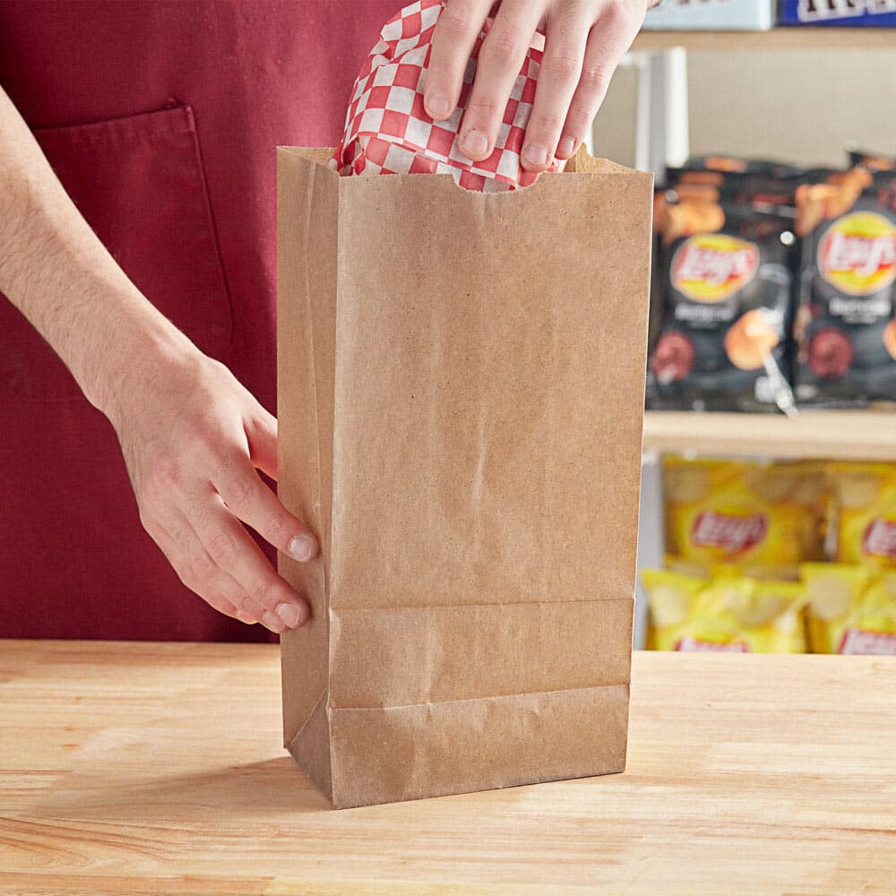 4lb Kraft Paper Lunch Bags (5" x 3.25" x 9.75") | Pack of 500 - Image 2