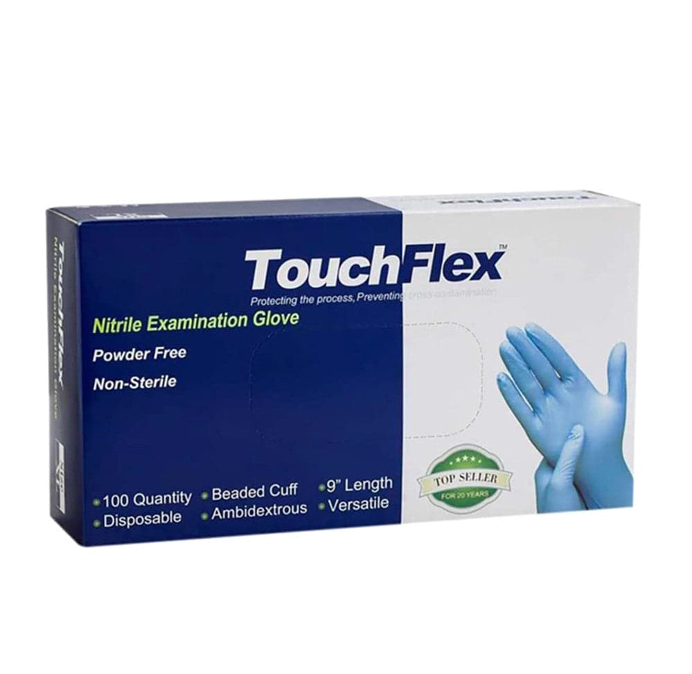 TouchFlex 4.8 Mil Blue Powder-Free Nitrile Gloves | Pack of 100 - Image 2