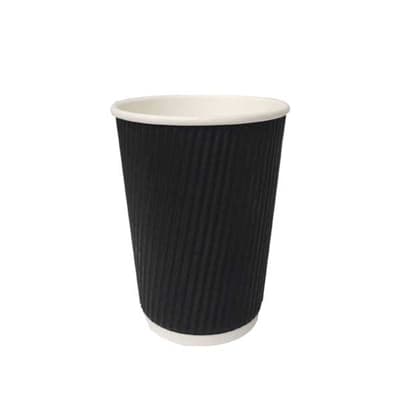 8oz Black Ripple Wall Insulated Paper Cups | Pack of 500