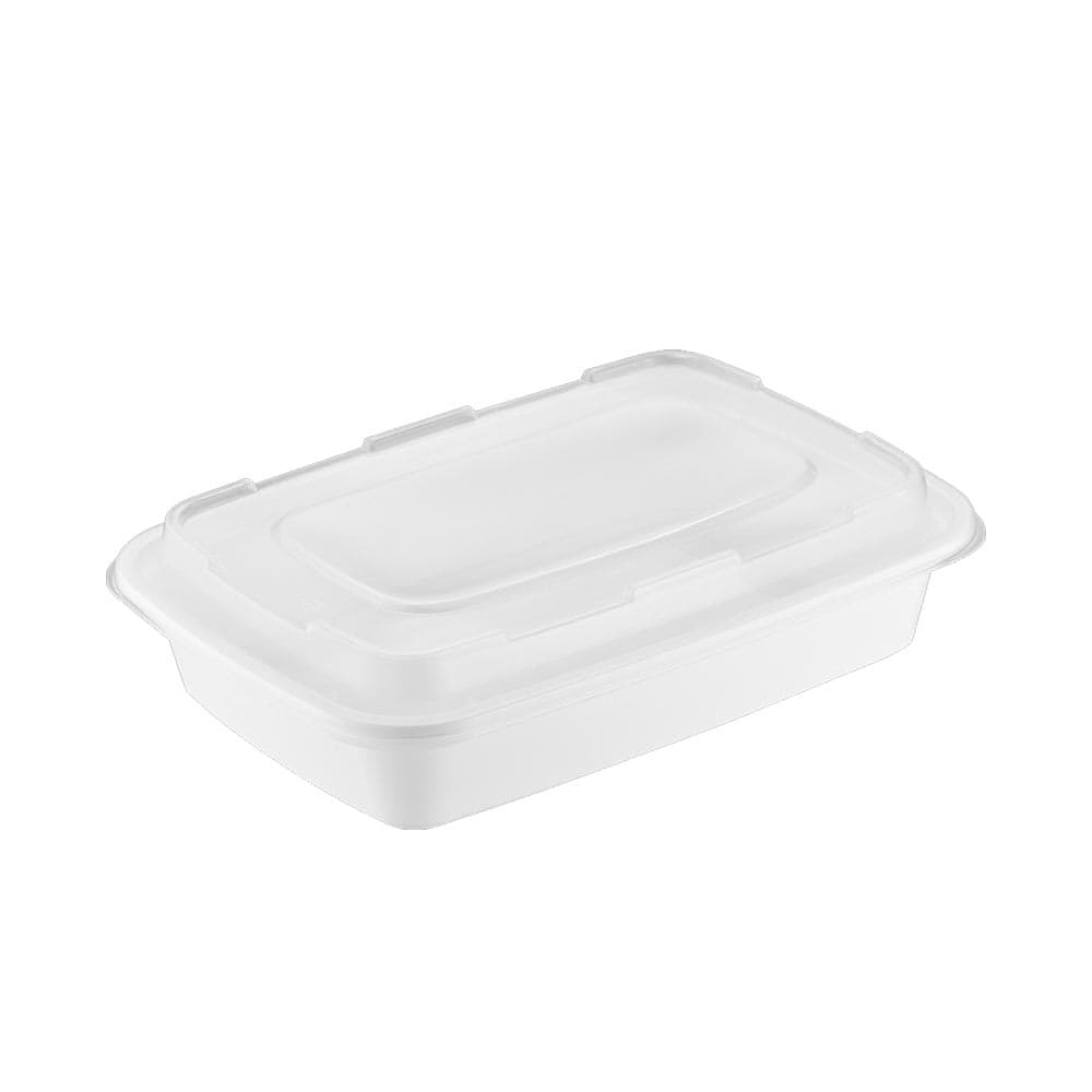 38oz White Rectangular Microwaveable PP Containers with Lids (Pack of 150)