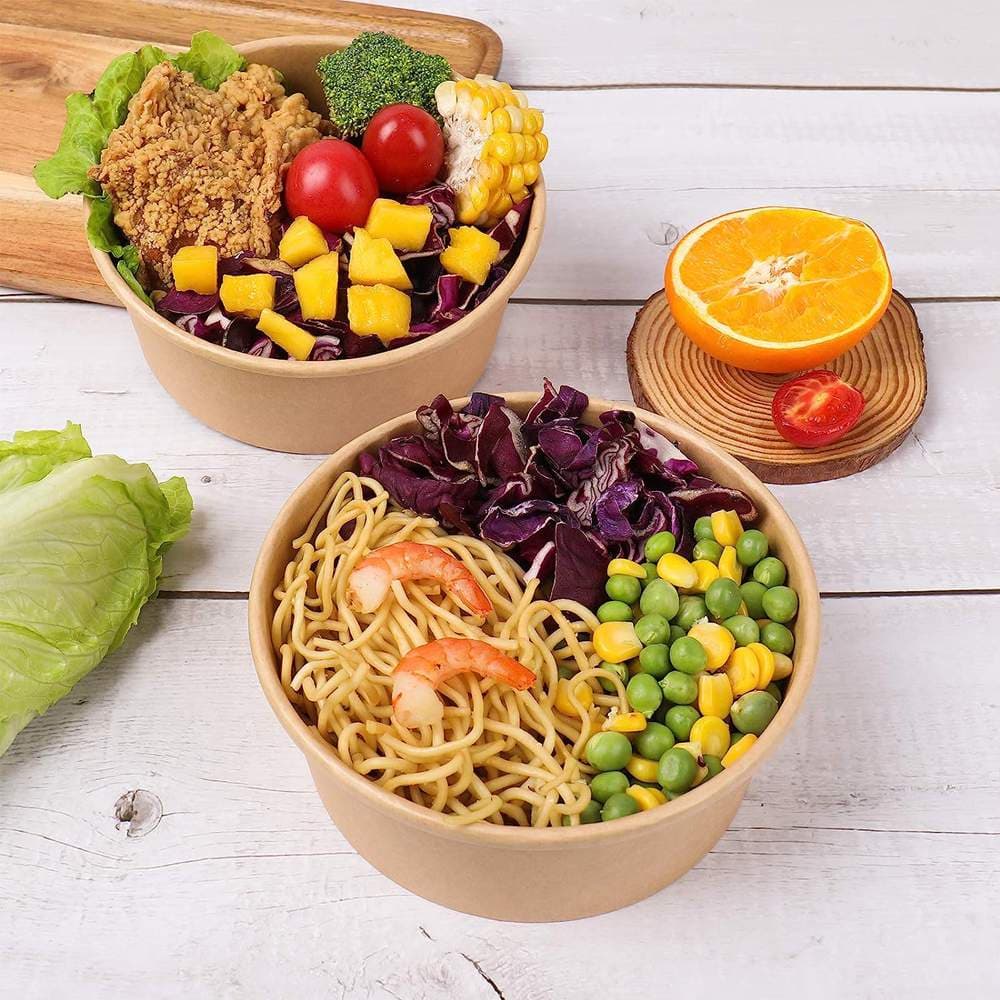 32oz (1000ml) Kraft Round Paper Food Bowl (Base Only) | Pack of 300 - Image 5