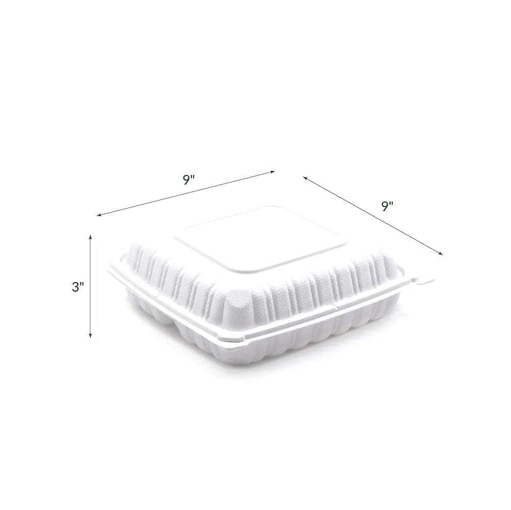 EP-91 9x9x3" Square PP Hinged Clamshell Takeout Container | Pack of 150 - Image 3
