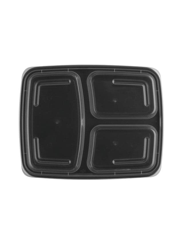3-Compartment Rectangular Plastic Food Containers with Lids - Image 3