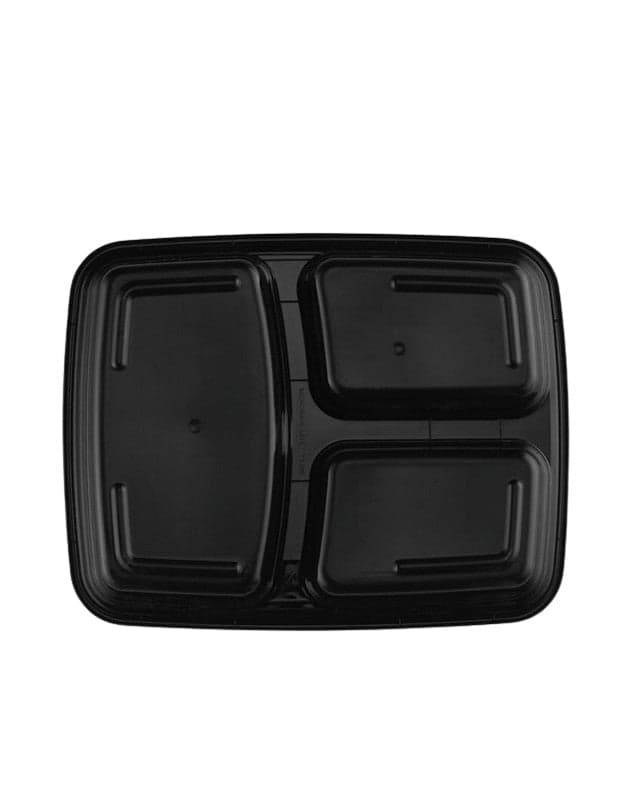 3-Compartment Rectangular Plastic Food Containers with Lids - Image 5