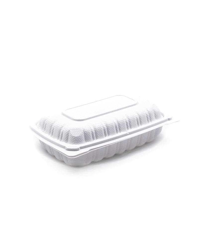 EP-28 Rectangular White PP Hinged Clamshell Container, 9x6x2.5″ | Pack of 150
