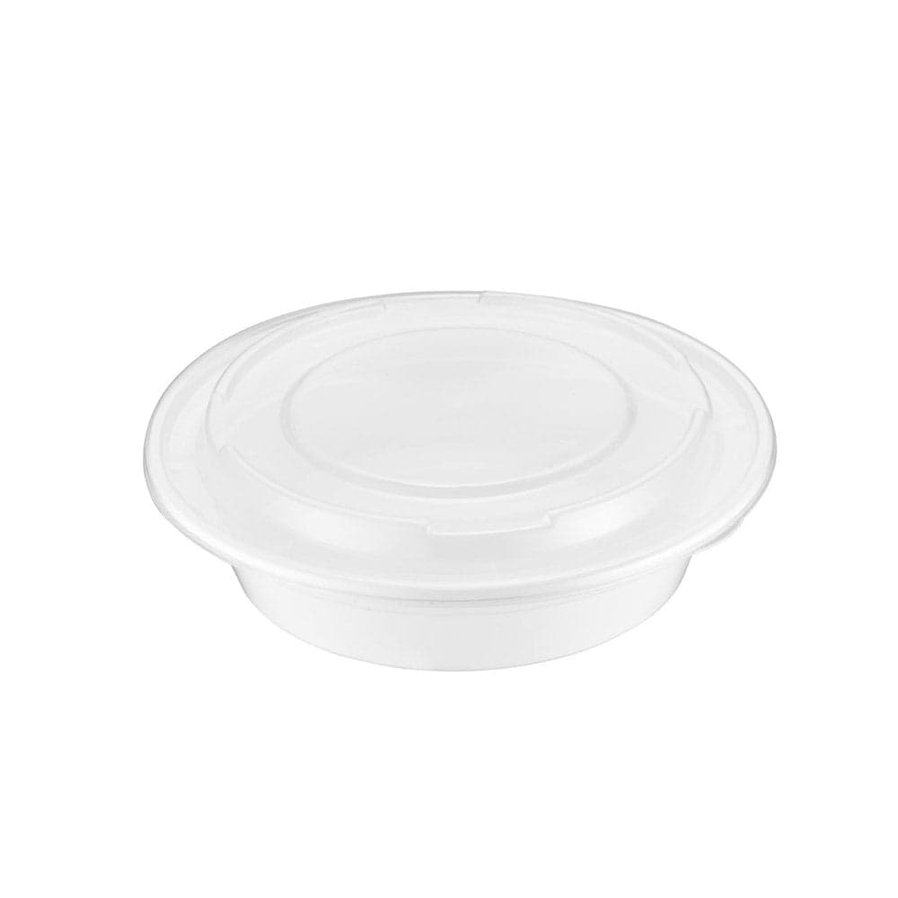 32oz White Round Microwaveable Container with Lid | 150 Sets | 86 Solutions